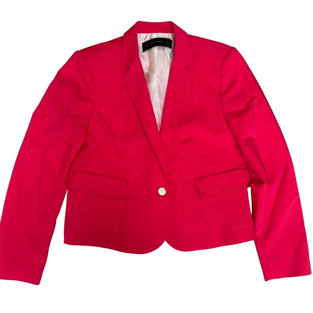 Zara basics hot pink women's‎ blazer feminine tailored chic preppy size XL
